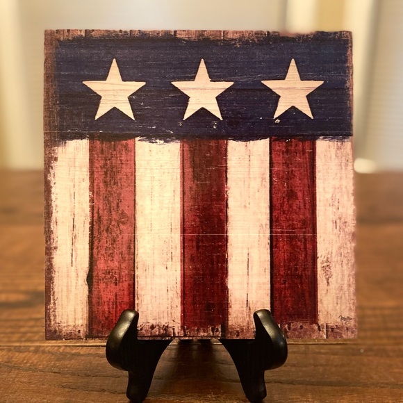 Home Of The Brave Wood Wall Sign & Vintage Style American Flag Wood Wall Sign - Picture 7 of 16